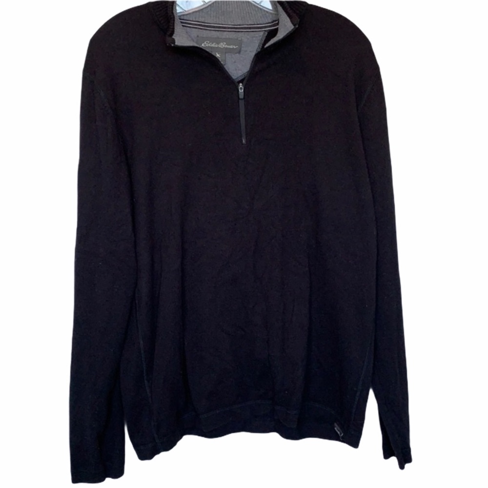 Eddie Bauer Half Zip Pullover Sweater Black Size Large